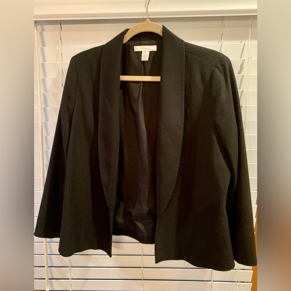 Chicos Black Lined Short Jacket Size 1
